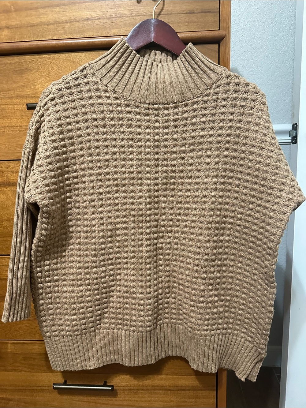 Knit Mock Neck Sweater - Camel